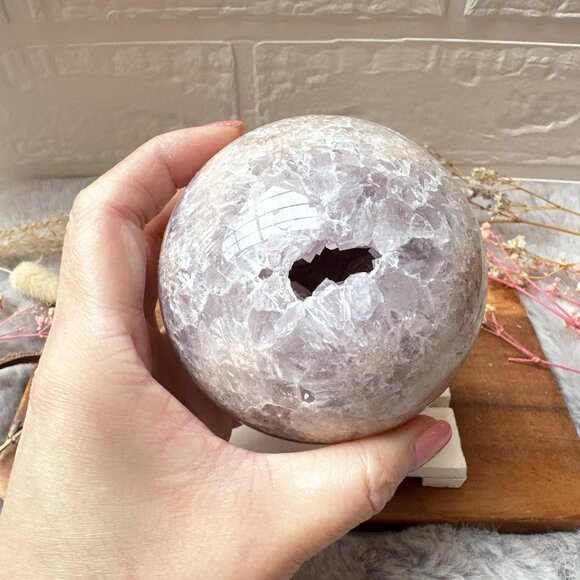 Gorgeous Pink Amethyst with Flower Agate Sphere - Picture 2 of 10